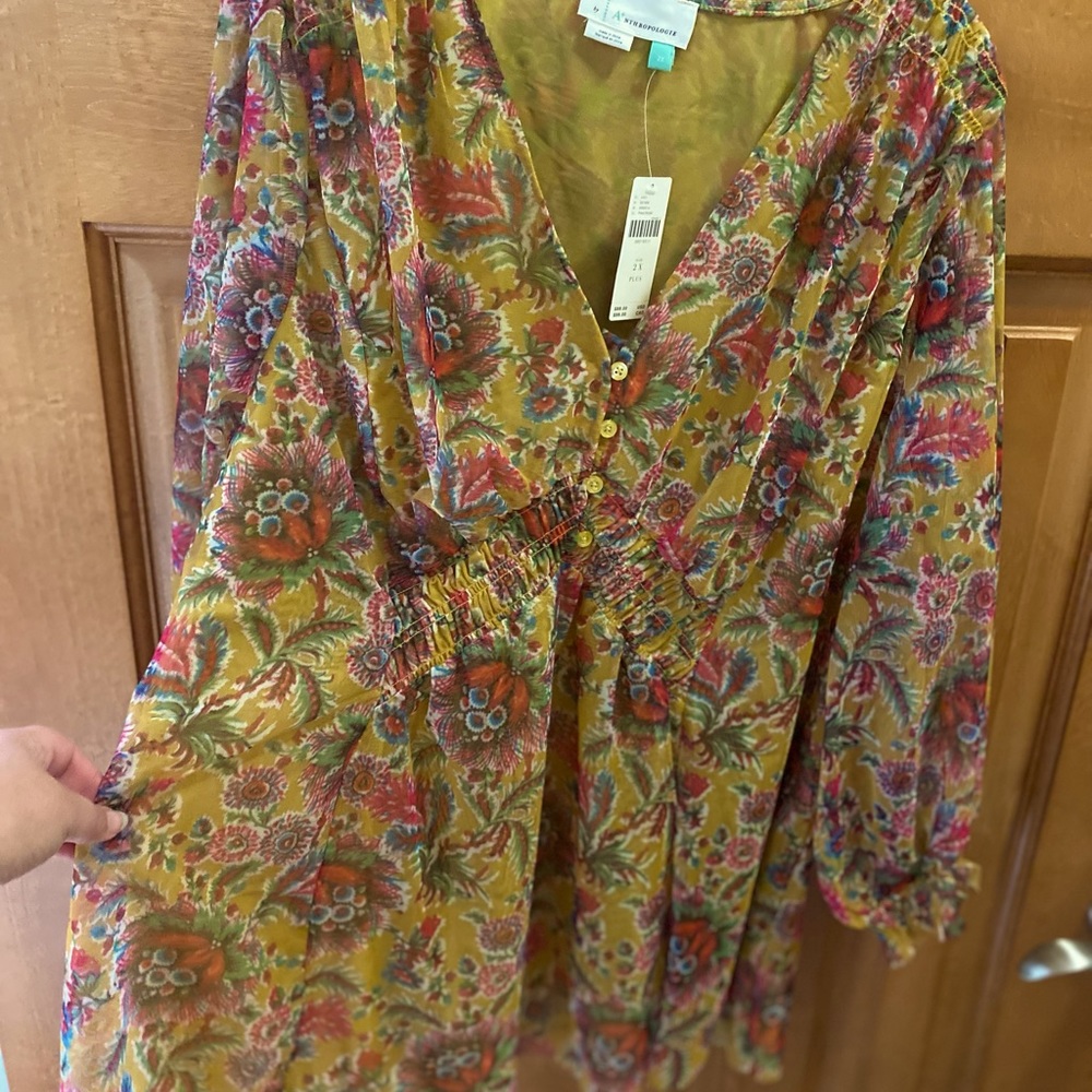 NWT Anthropology Indian pattern blouse